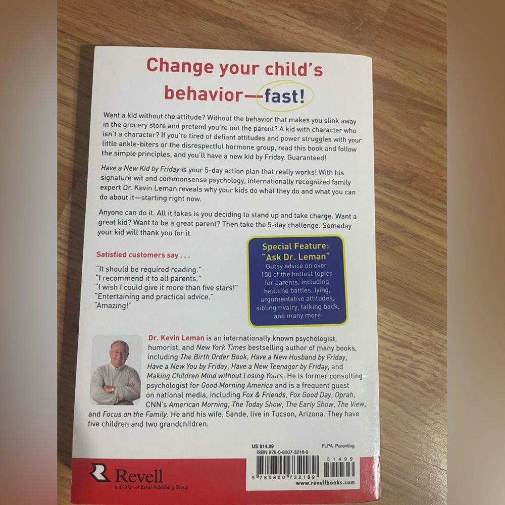 Have a New Kid by Friday by Dr.Kevin Leman-A practical guide for parent - Picture 2 of 2